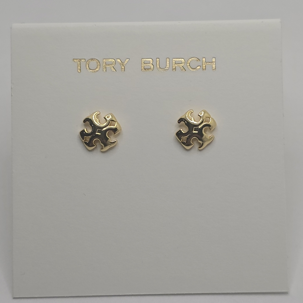 Tory Burch Gold Logo Stud Earrings